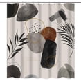 thumbnail image 1 of Black Boho Shower Curtain Abstract Grey Gold Colorful Chic Modern Mid Century Geometric Leaves Plant Neutral Minimalist Bathroom Curtain Decor Set with 12 Hooks Waterproof Fabric, 72" x 72", 1 of 6