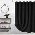 thumbnail image 1 of Black Boho Shower Curtain Modern Shabby Chic Chenille Tufted Chevron Textured Striped 72''x72'', 1 of 7