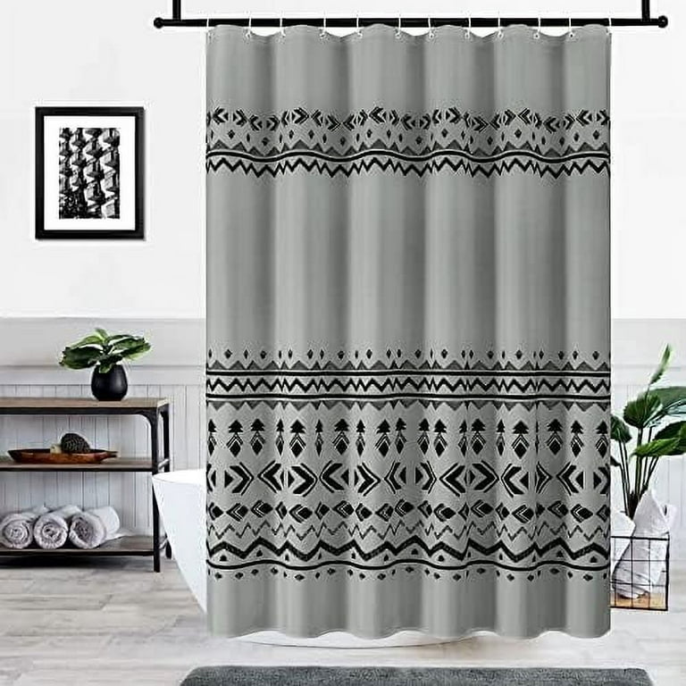 Black Boho Shower Curtain Set Black White Shower Curtain Modern Heavy  Fabric Shower Curtain for Bathroom Decor Tribal Geometric Bohemian Shower