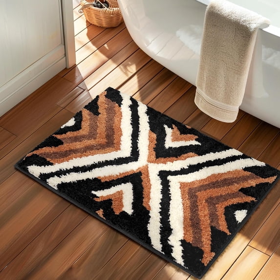 Black Boho Small Bathroom Rugs Non Slip Washable Western Aztec Bath ...