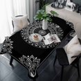 thumbnail image 1 of Black Boho Table Cloth Waterproof Tablecloths, Retro Farmhouse Neutral Abstract Geometric Tablecloth Dining Table Cover for Kitchen Party Tabletop Outdoor, Rectangle Tablecloth 60x120 Inch, 1 of 9