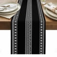thumbnail image 1 of Black Boho Table Runner - 120 Inch Long, Kitchen Dining Table Runner Dresser Scarves, Vintage Abstract Striped Geometric Motifs Farmhouse Decor for Coffee Tables Wedding Party Banquet, 1 of 7