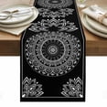 thumbnail image 1 of Black Boho Table Runner - 72 Inch Long, Kitchen Dining Table Runner Dresser Scarves, Retro Farmhouse Neutral Abstract Geometric Farmhouse Decor for Coffee Tables Wedding Party Banquet, 1 of 8