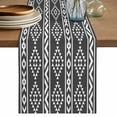 thumbnail image 1 of Black Boho Table Runner 72 Inches, Abstract Geometric Bohemia Ethnic Striped Bed Runner Dresser Scarves Tabletop for Indoor Outdoor Parties/Ceremony/Banquet, 13" x 72", 1 of 9