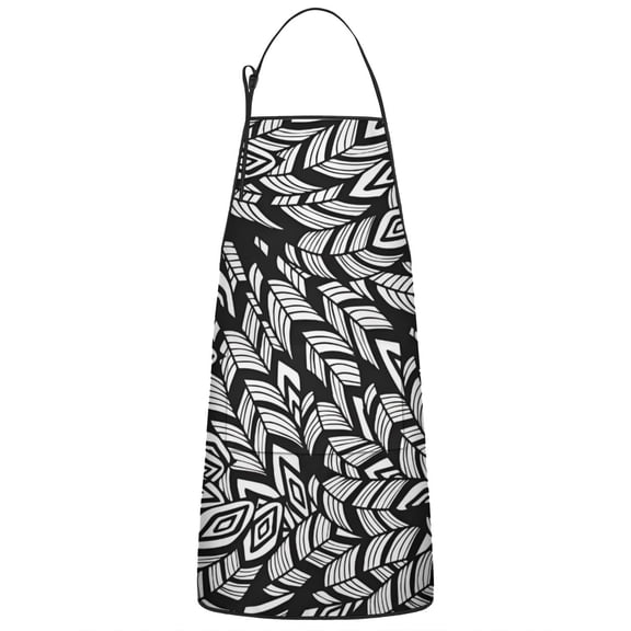 Black Boho Tribal Feathers Pattern Apron-Garden Aprons for Women with Pockets-Cotton Linen Waterproof Kitchen Cooking Gardening Aprons Adjustable for Kitchen,Cooking,BBQ and Salon 33x27 Inch