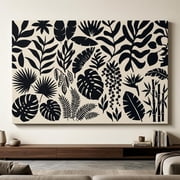 Black Boho Tropical Leaf Wall Art Minimalist Monstera Palm Silhouette Neutral Unframed Paper Print