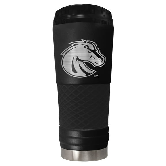 Boise St Broncos 24 ounce vacuum insulated stainless steel tumbler in black powder coat and laser etched team logo