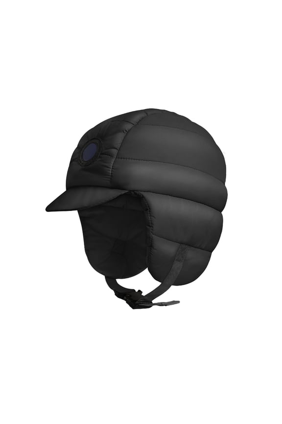 Black Bomber Hats Winter Earflap Hat for Women Men Lightweight Windproof Down Fleece Warm Beanie Hat for Skiing Cycling Outdoor