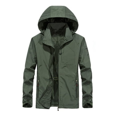 Black Bomber Jacket Men Lightweight Hooded Rain Jacket Outdoor Raincoat Jacket for Hiking Travel