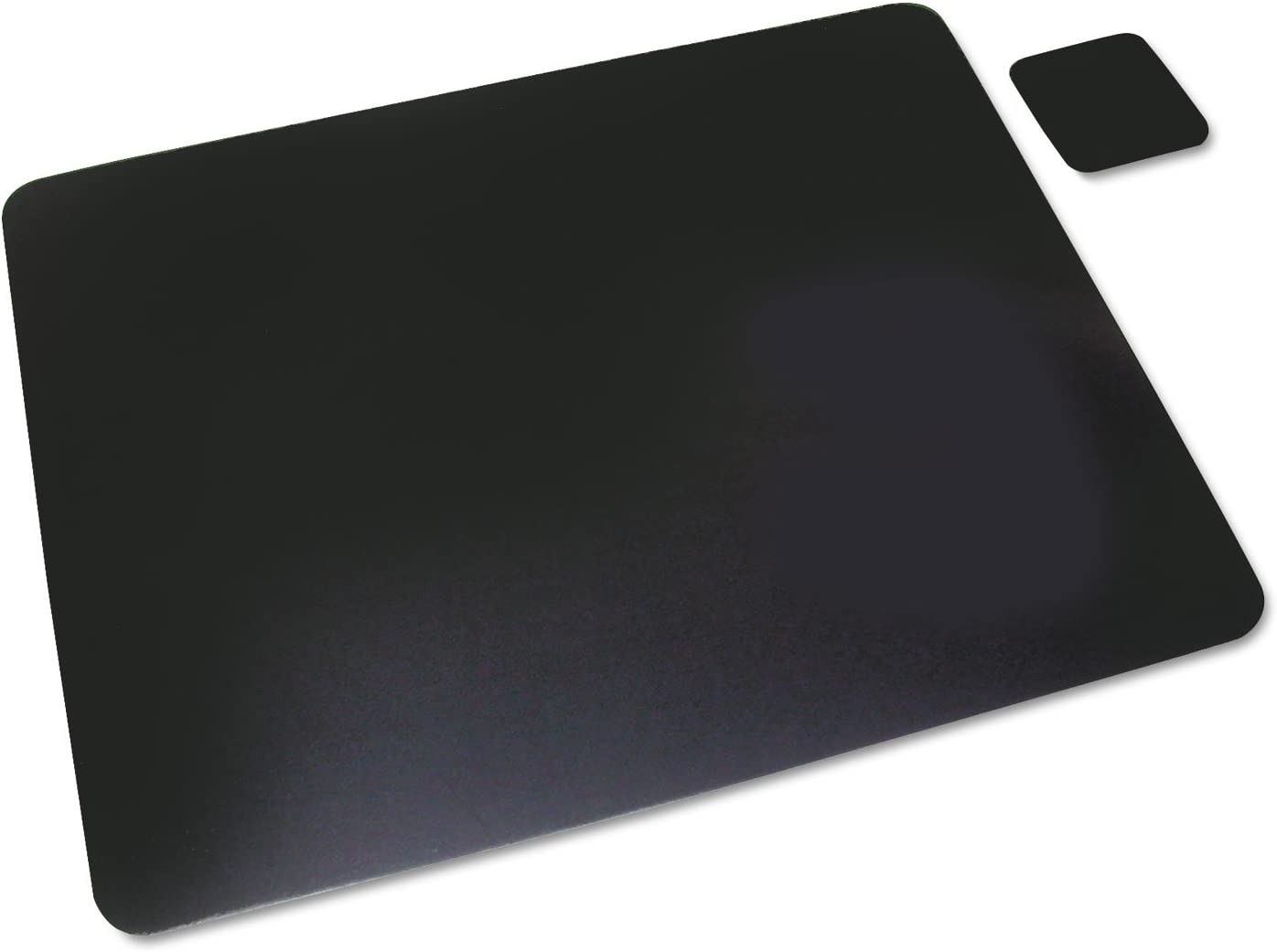 Black Bonded Leather Desk Pad & Coaster, Ergonomic, NonGlare Surface