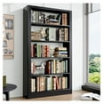 Black Bookcase, 69'' Tall 5 Tier Bookshelf, Metal Bookshelves and