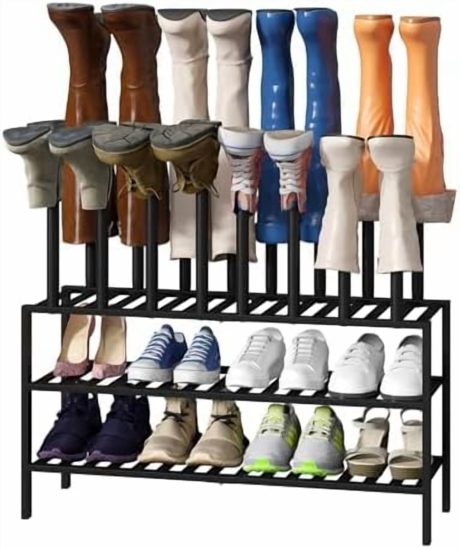 Black Boot Rack, Long Boot Rack Organizer Tall Boots with Shoe Rack for ...