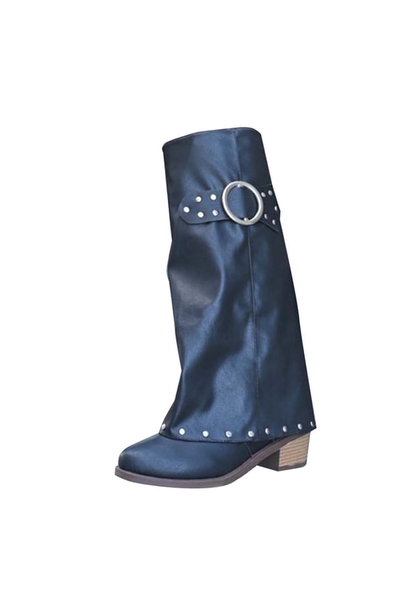 Black Boots For Women Pointed Toe British Style Belt Buckle Below The Knee Boots Fashionable Ankle Boots For Casual Wear And Everyday Use Size 42