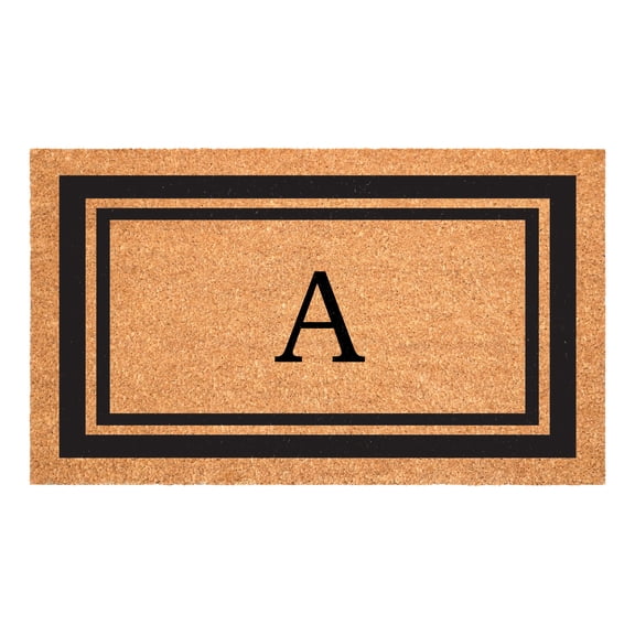 Black Border 24" x 48" Monogram Doormat (Letter A)