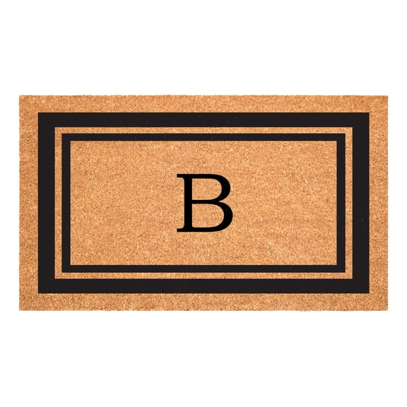 Black Border 24" x 48" Monogram Doormat (Letter B)