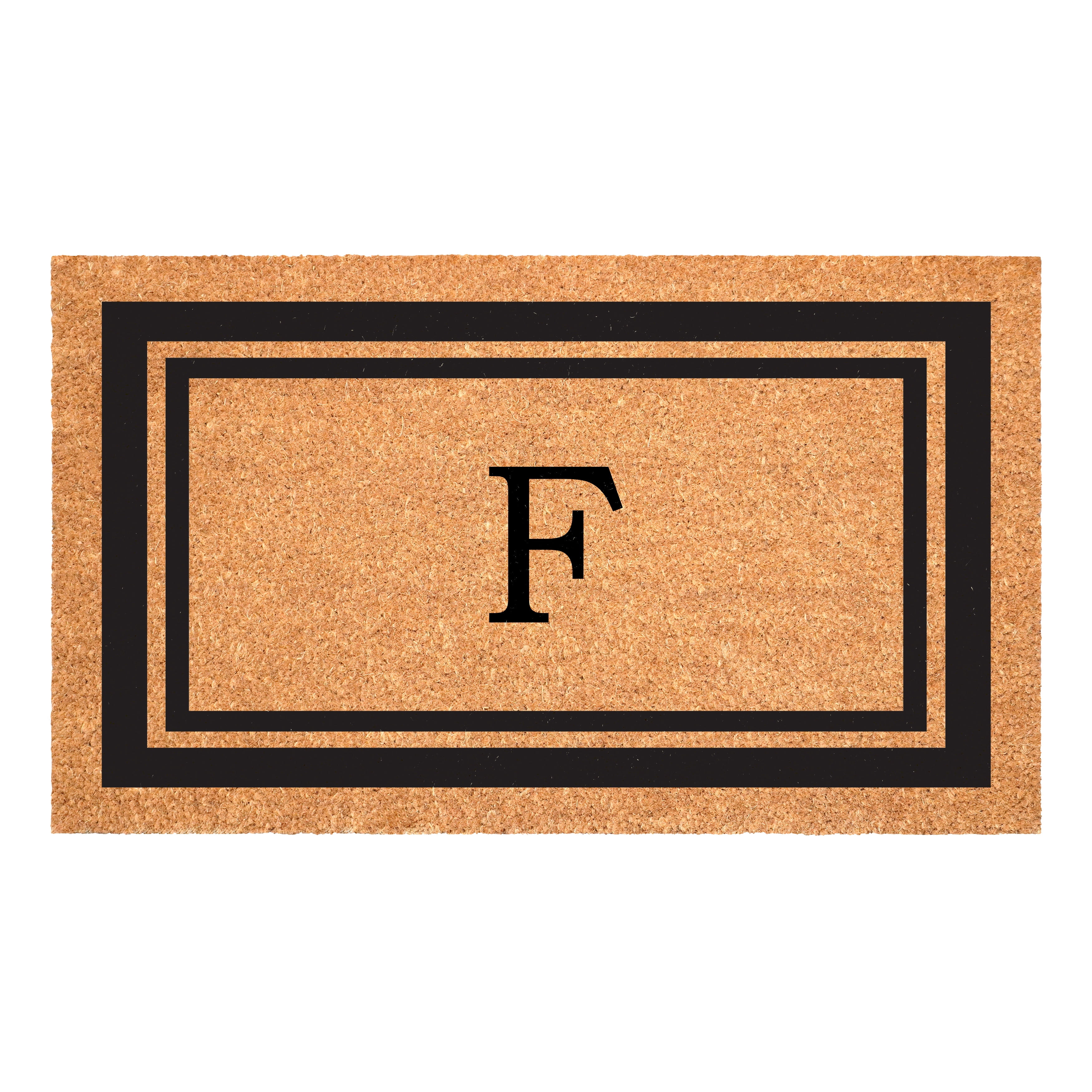 Black Border 24" x 48" Monogram Doormat (Letter F)