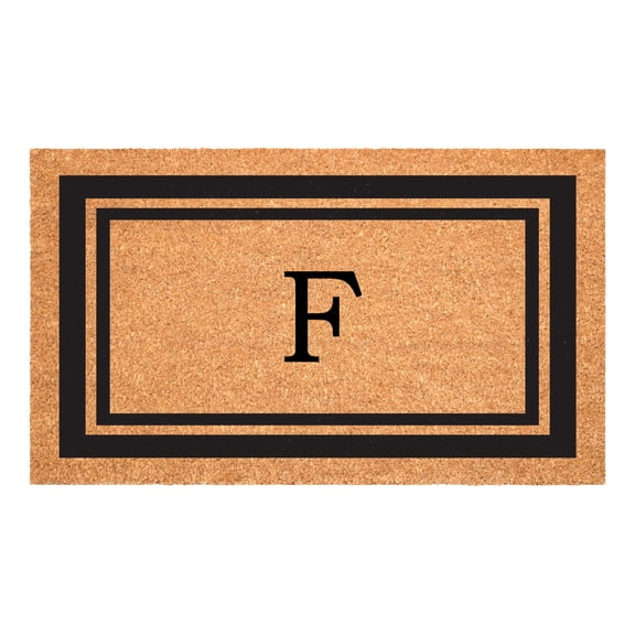 Black Border 24" x 48" Monogram Doormat (Letter F)