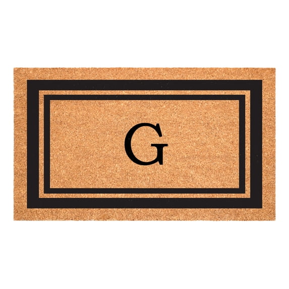 Black Border 24" x 48" Monogram Doormat (Letter G)