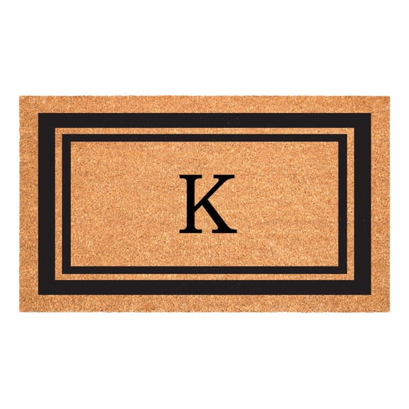 Black Border 24" x 48" Monogram Doormat (Letter K)