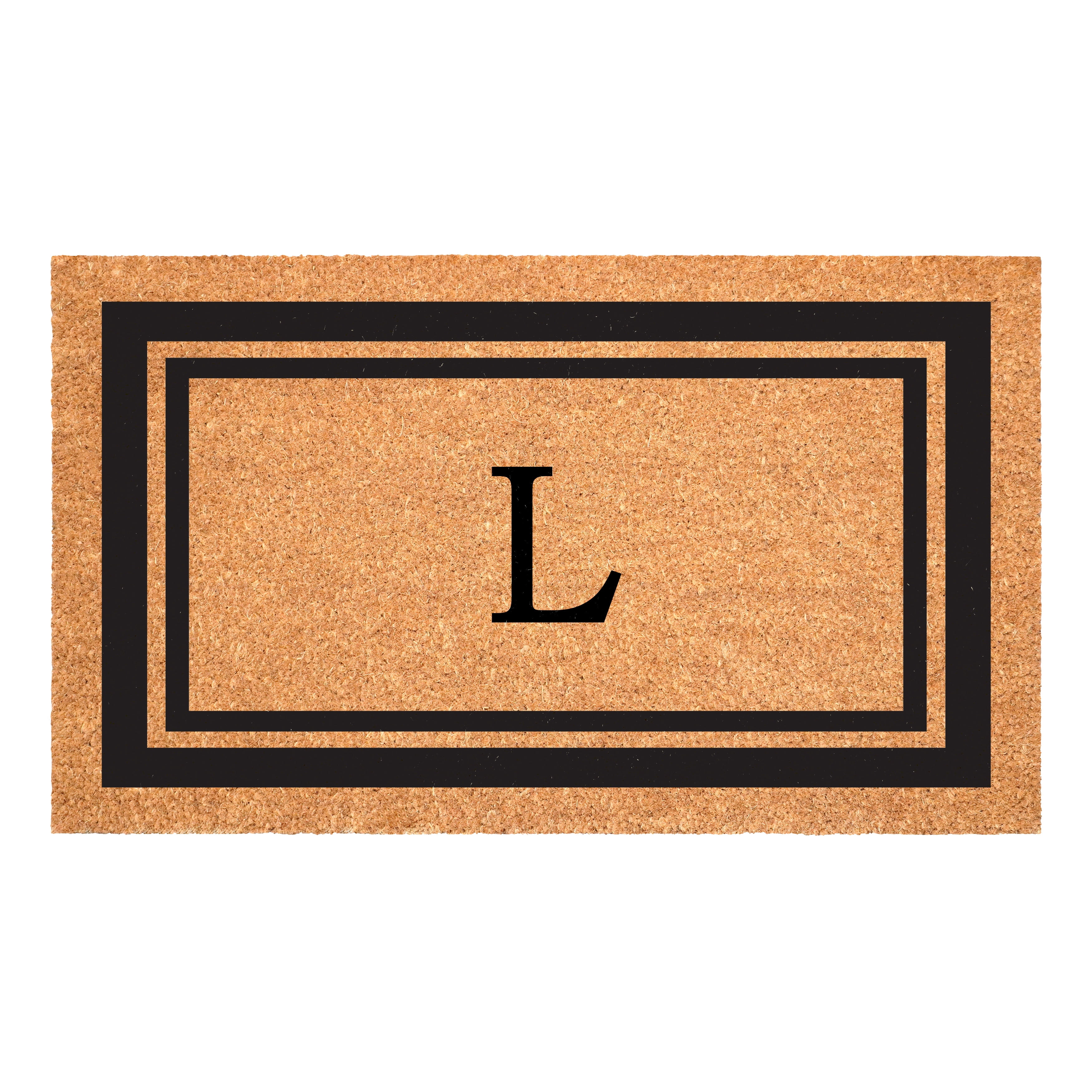Black Border 24" x 48" Monogram Doormat (Letter L)