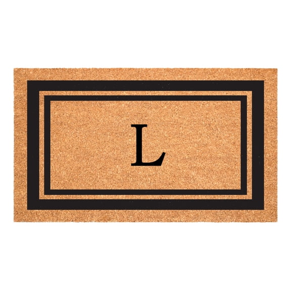 Black Border 24" x 48" Monogram Doormat (Letter L)