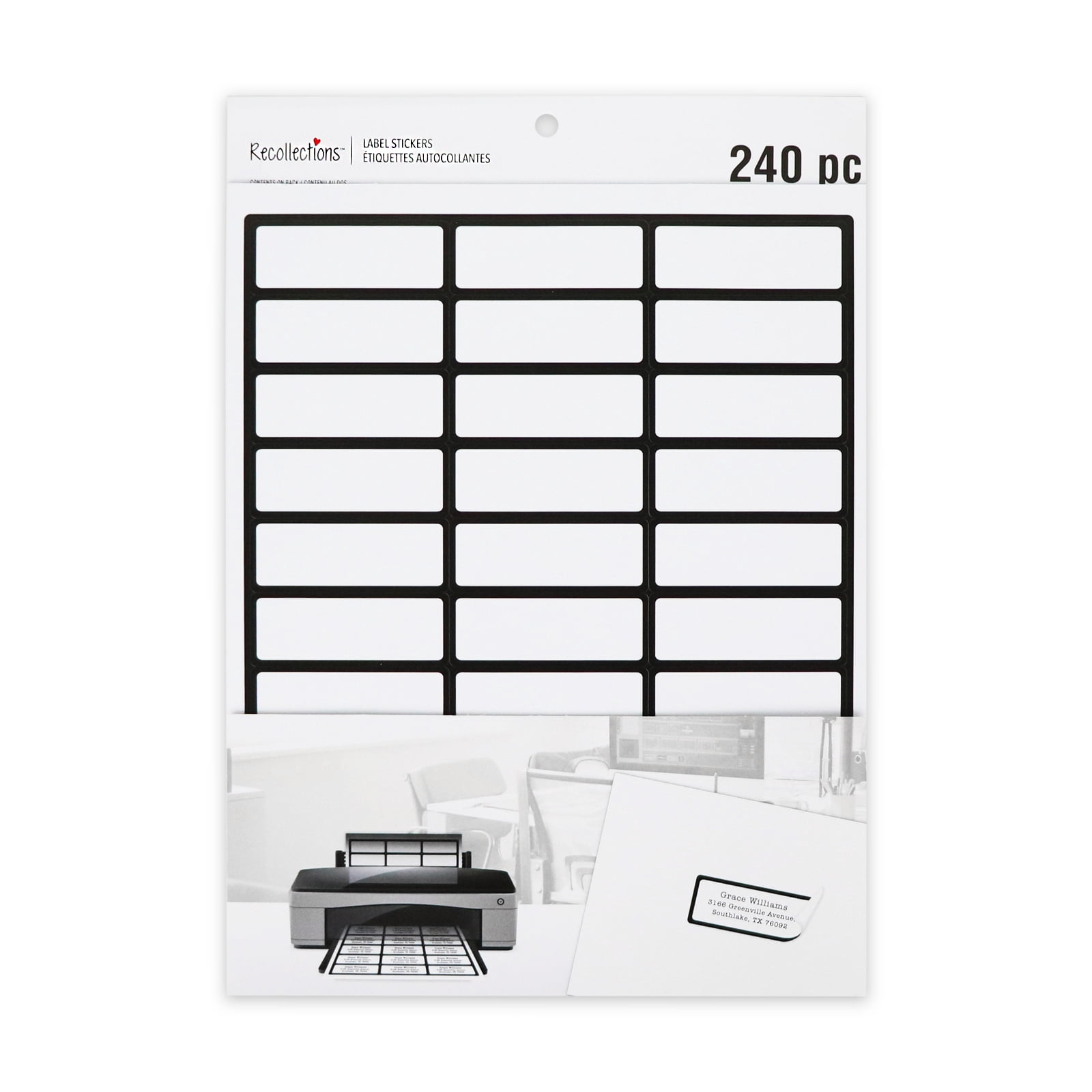 Recollections Black Border Address Label Stickers - Printable Adhesive Labels on 8.5" x 11" Sheets, Ideal for Envelopes & Invitations, 12 Pack