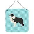 thumbnail image 1 of Black Border Collie Checkerboard Blue Wall or Door Hanging Prints, 1 of 1