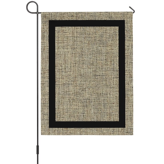 Black Border Garden Flag 12 x 18 Inches, Farmhouse Burlap Weave Texture Beige Weather Proof Outdoor Patio Flags Double Sided Small Garden Decoration for Yard Outside Home