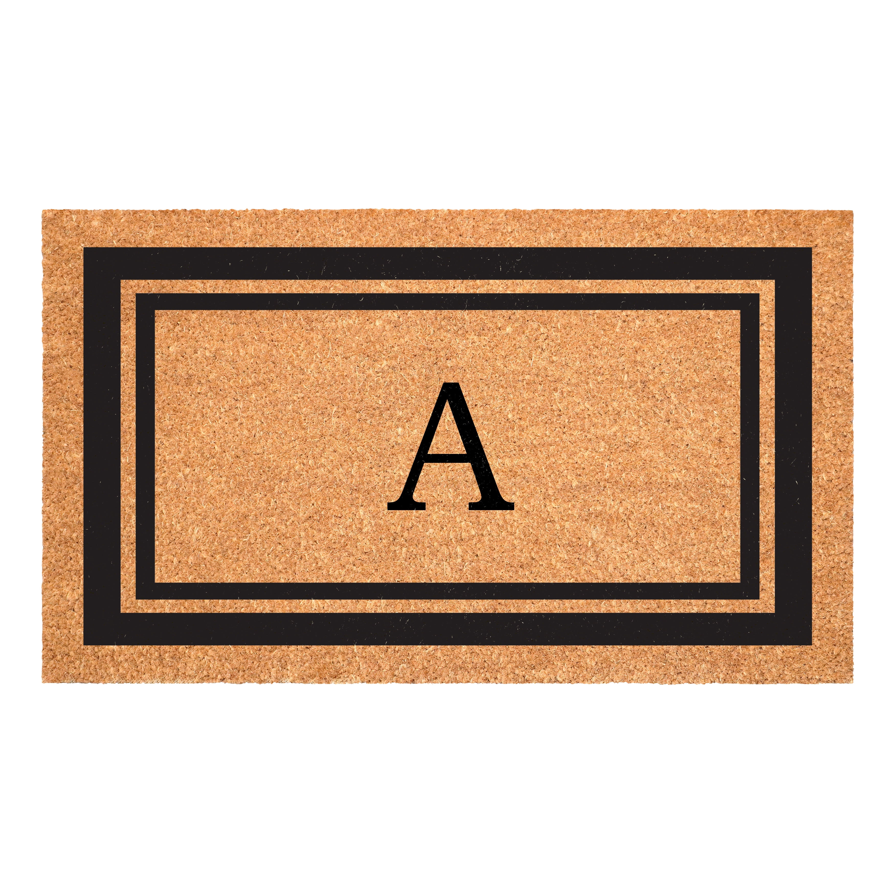 Black Border Monogram Doormat (Letter A)