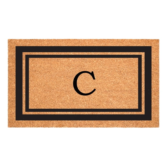 Black Border Monogram Doormat (Letter C)