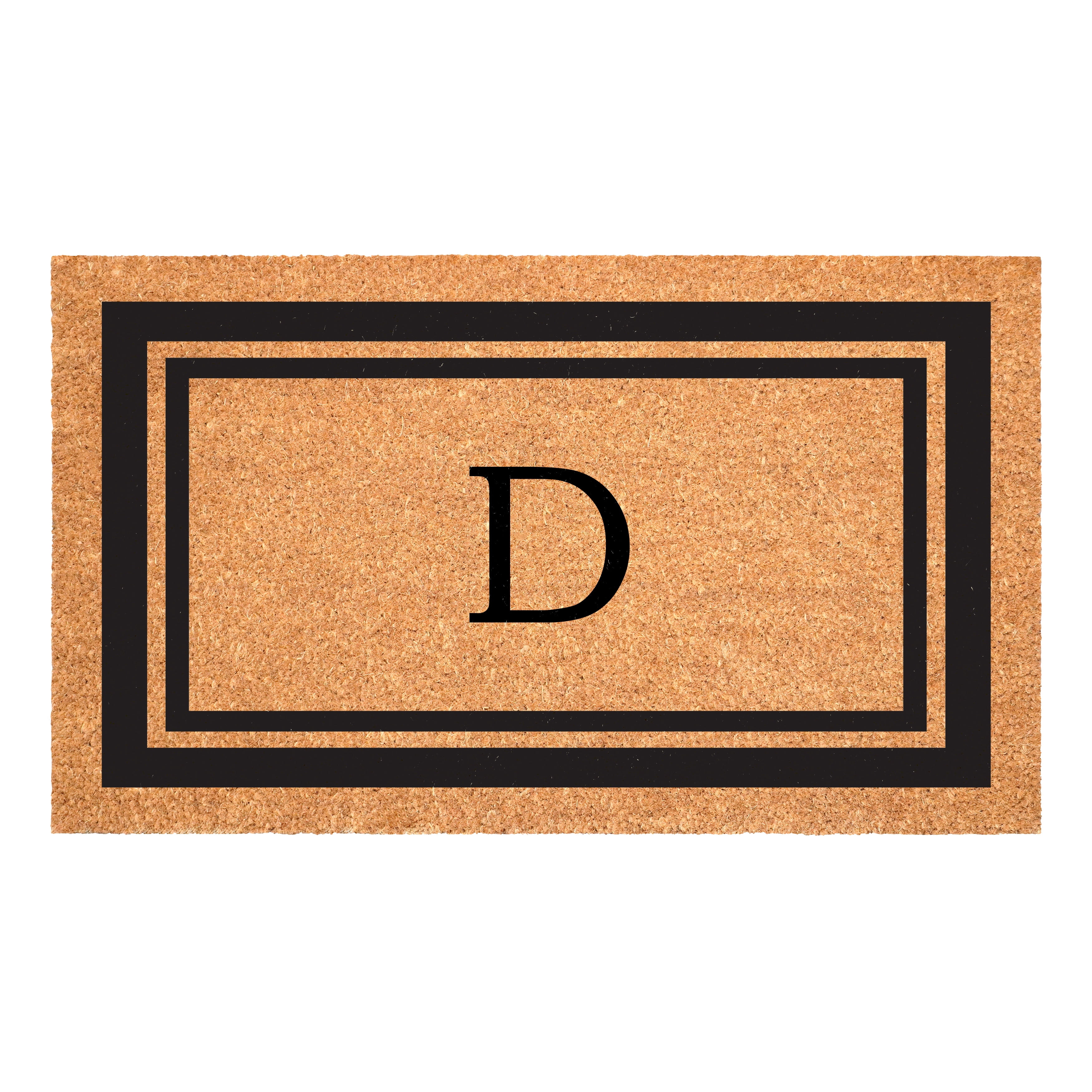 Black Border Monogram Doormat (Letter D)
