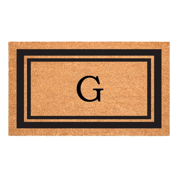Black Border Monogram Doormat (Letter G)
