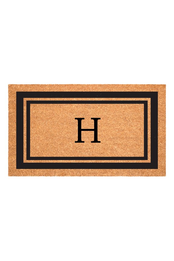 Black Border Monogram Doormat (Letter H)
