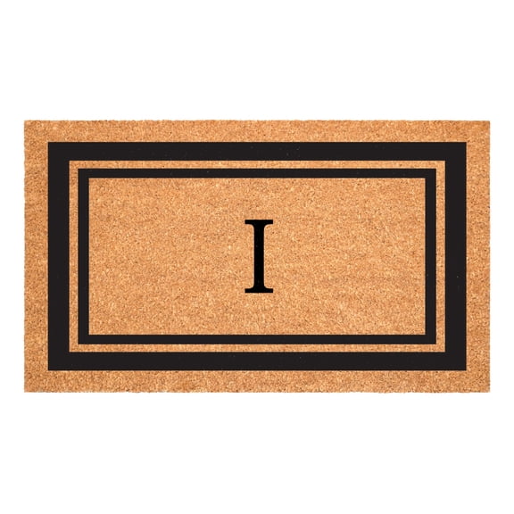 Black Border Monogram Doormat (Letter I)