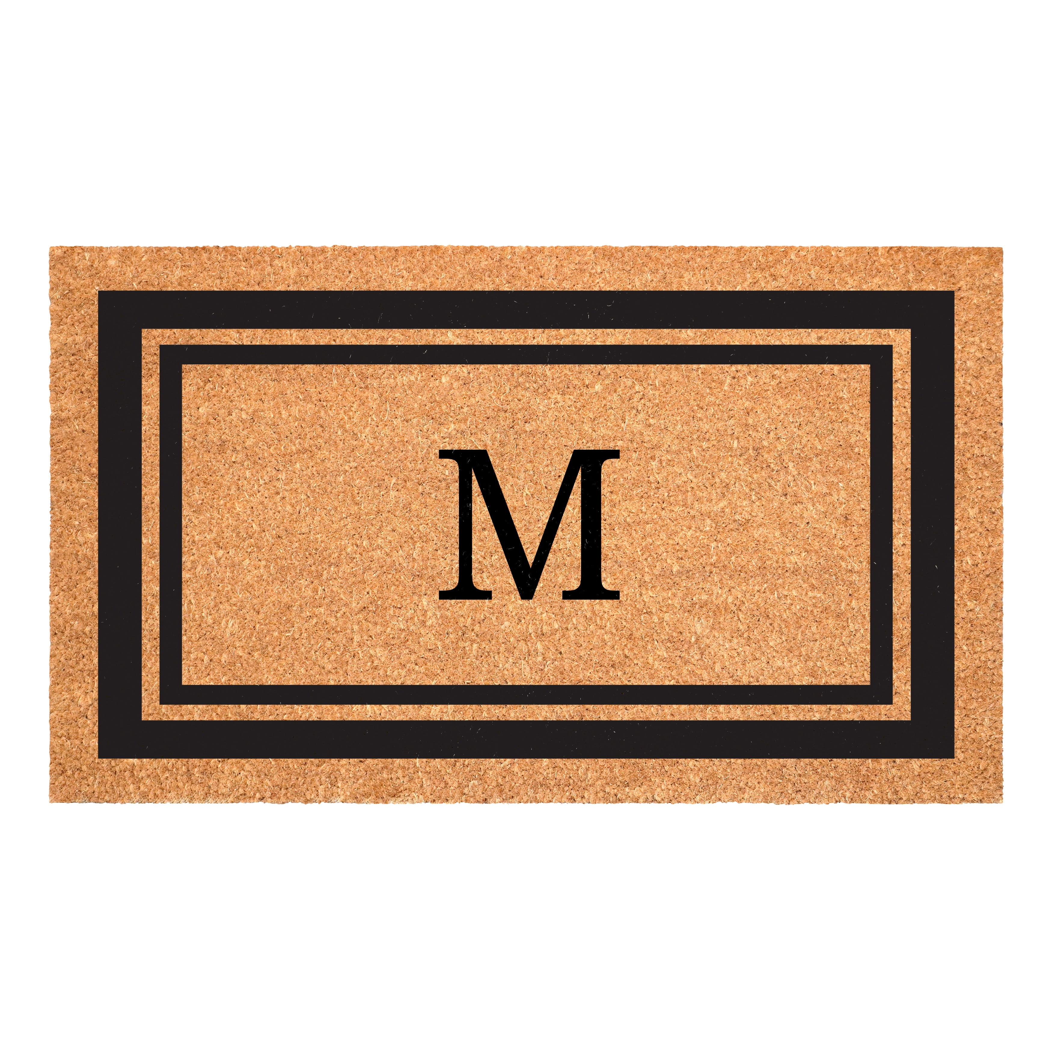 Black Border Monogram Doormat (Letter M)