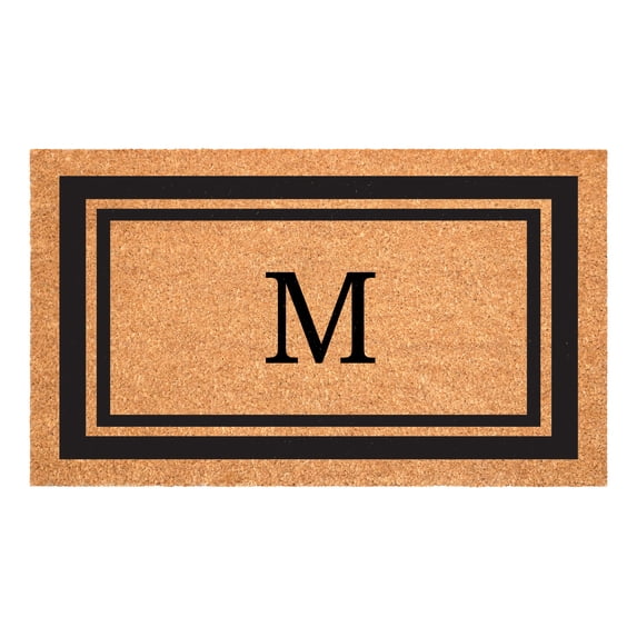Black Border Monogram Doormat (Letter M)