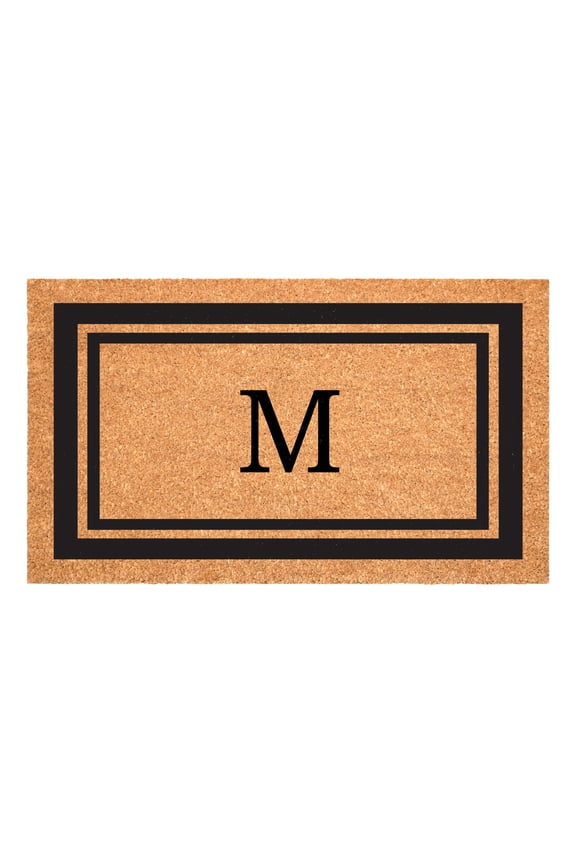 Black Border Monogram Doormat (Letter M)