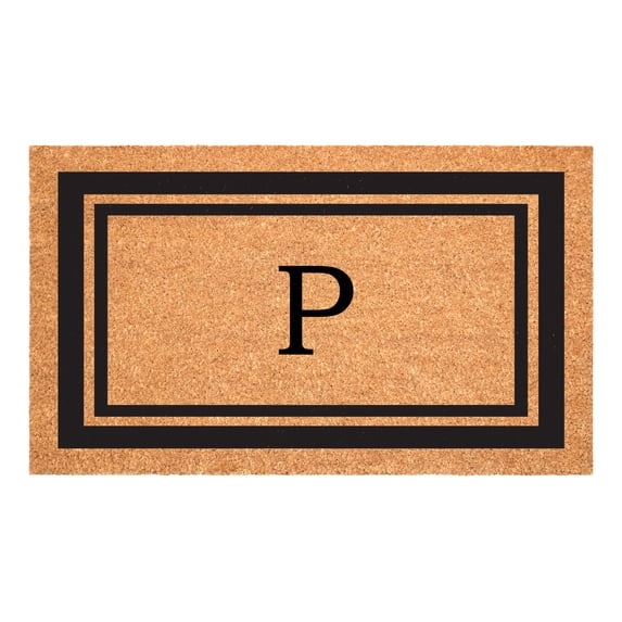 Black Border Monogram Doormat (Letter P)
