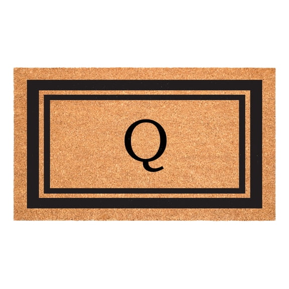 Black Border Monogram Doormat (Letter Q)
