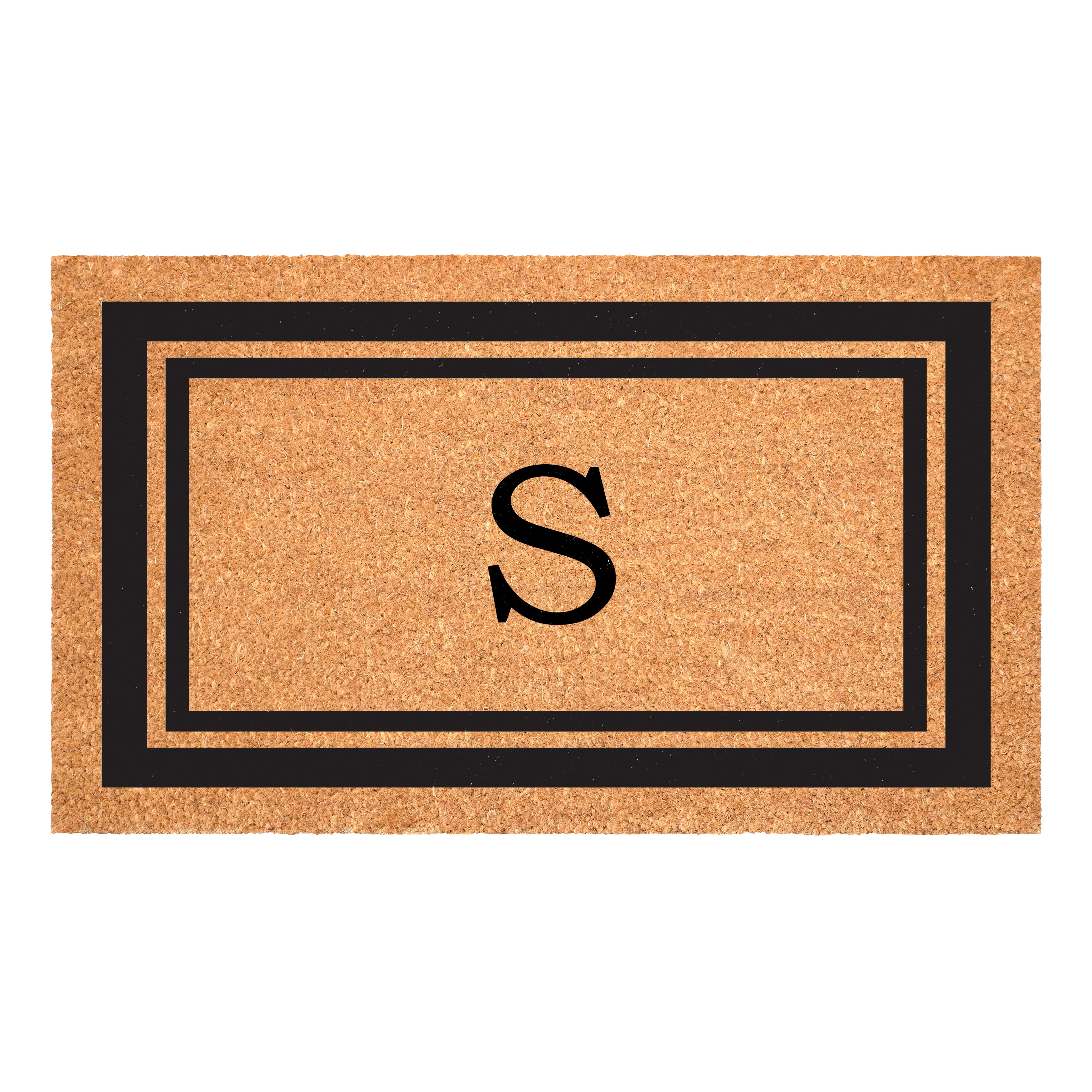 Black Border Monogram Doormat (Letter S)