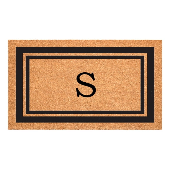 Black Border Monogram Doormat (Letter S)