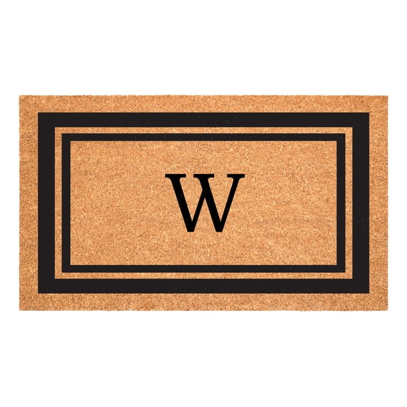 Black Border Monogram Doormat (Letter W)