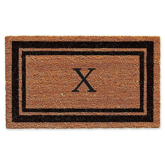 Black Border Monogram Doormat (Letter X)