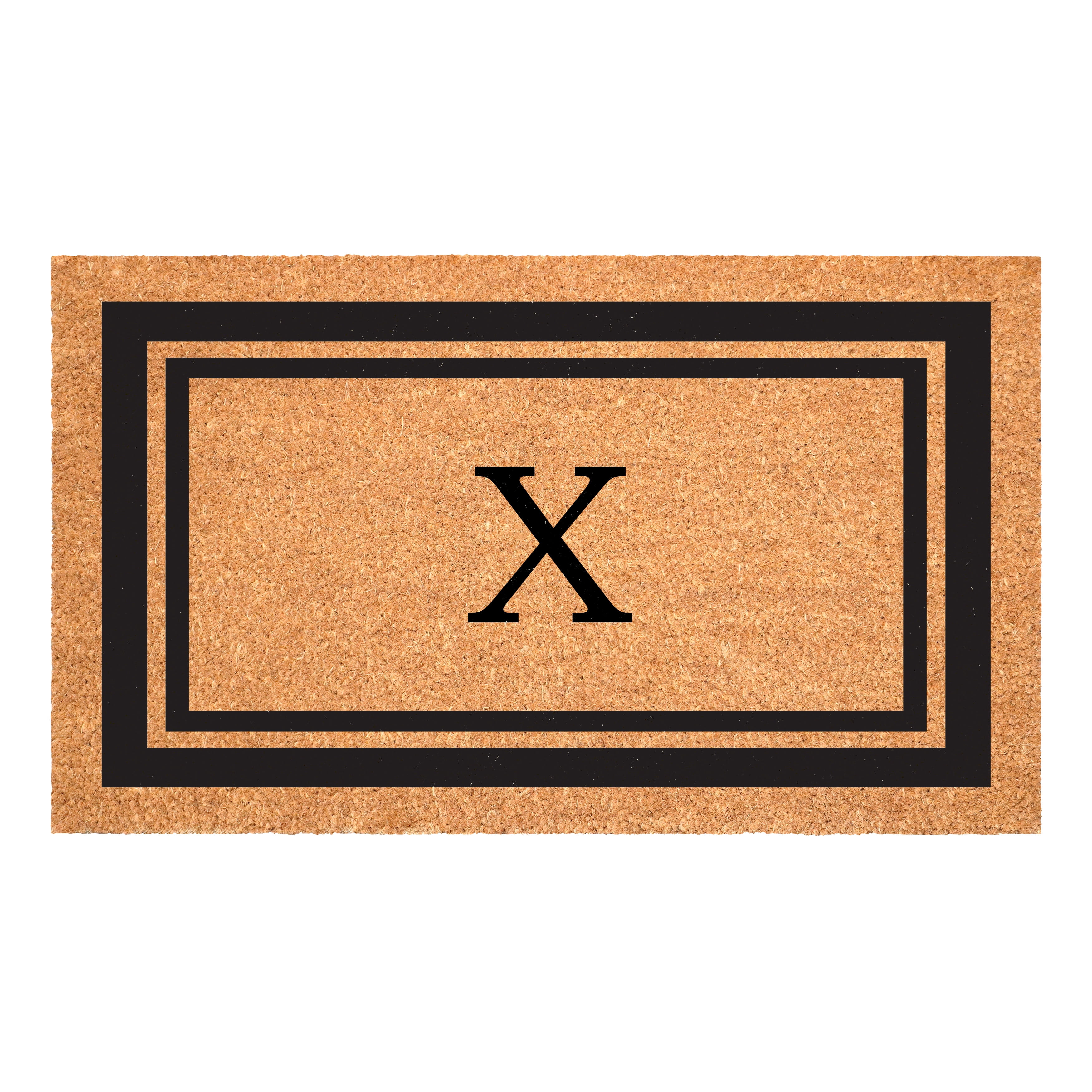 Black Border Monogram Doormat (Letter X)