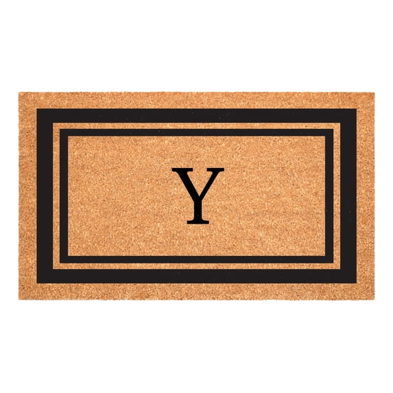 Black Border Monogram Doormat (Letter Y)