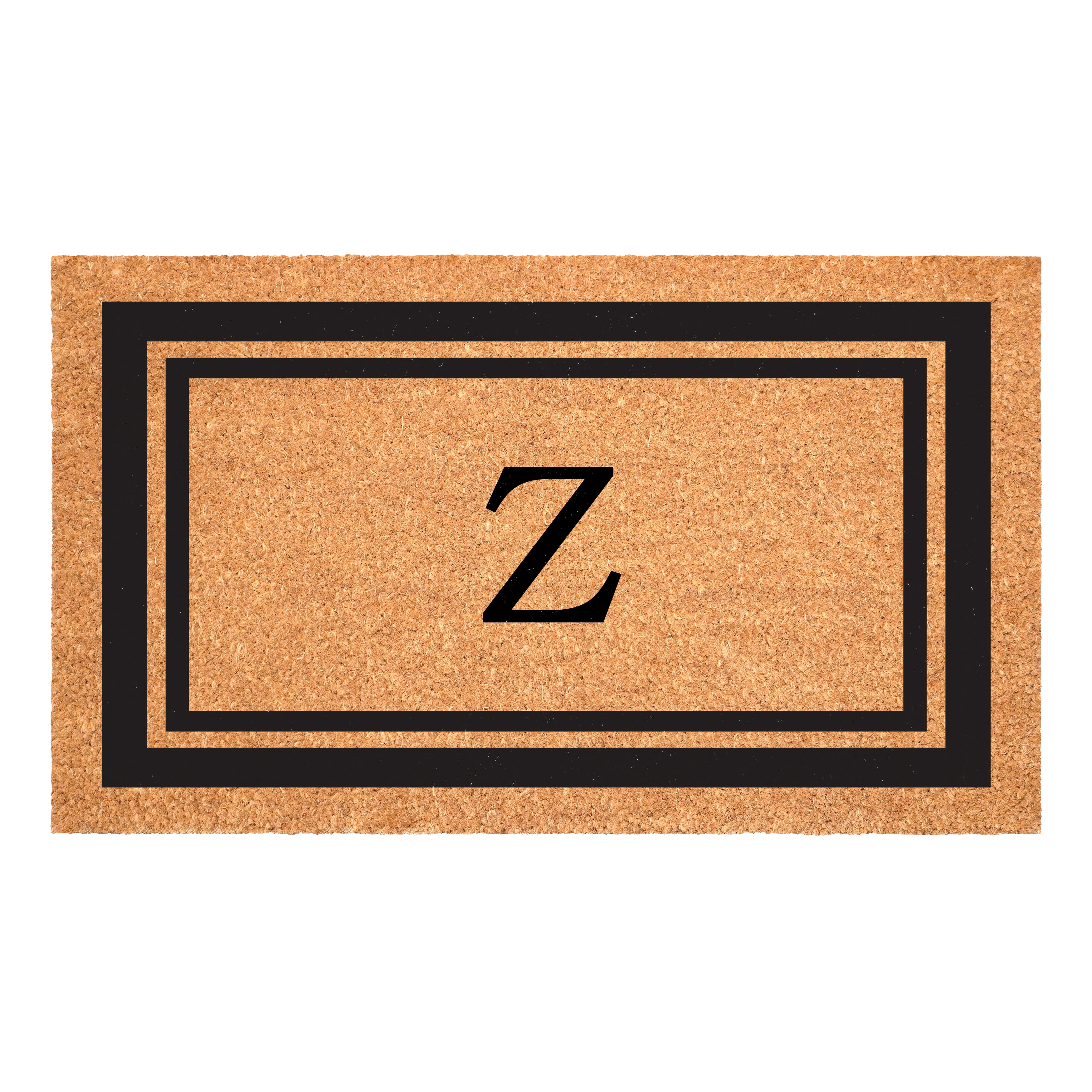 Black Border Monogram Doormat (Letter Z)