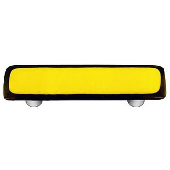 Black Border with Sunflower Yellow Rectangle Glass Cabinet Pull - Aluminum Post