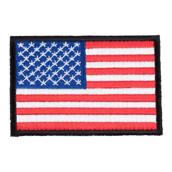 Black Bordered American Flag Biker Embroidered Sew On Iron On Patches
