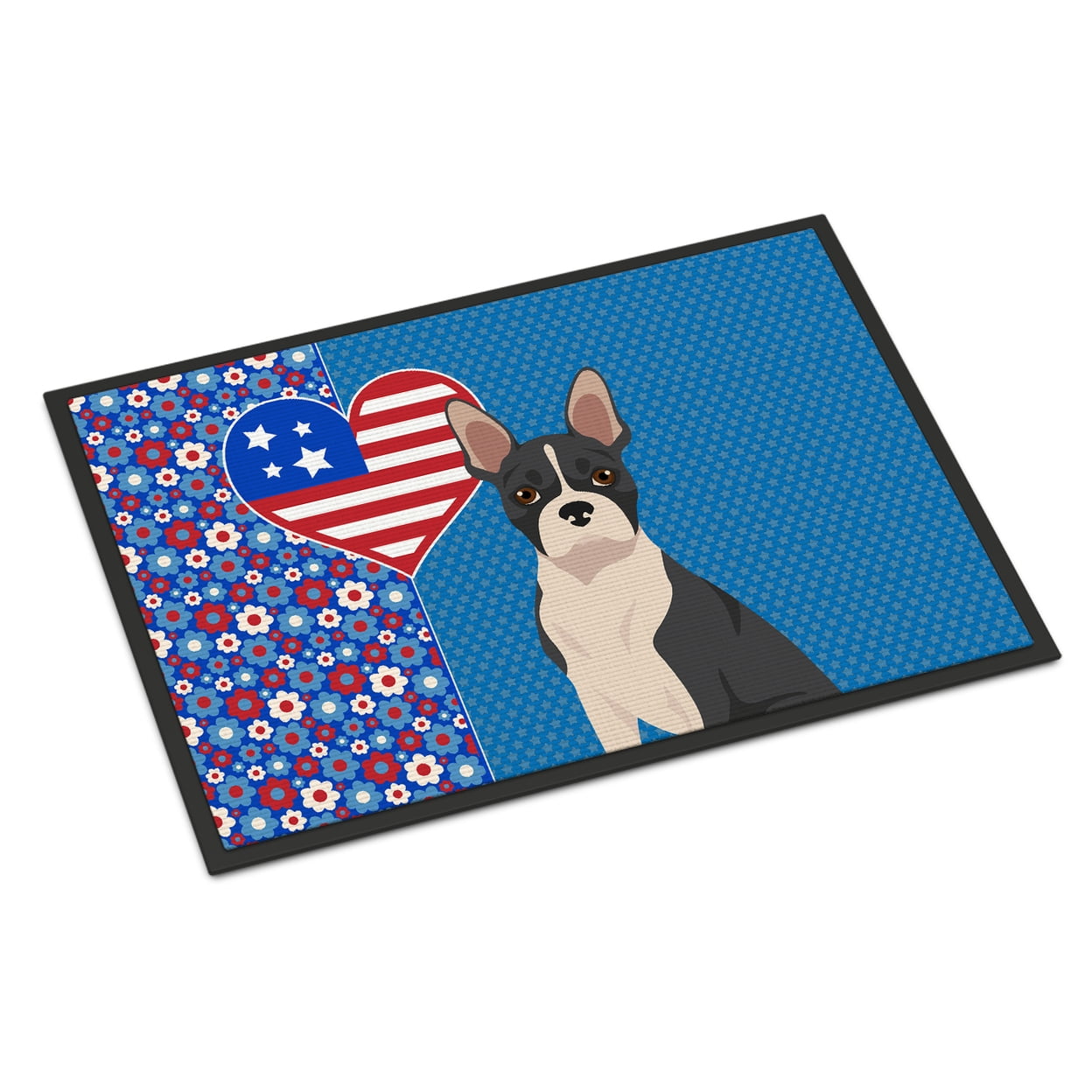Black Boston Terrier Indoor or Outdoor Mat 24x36 36 in x 24 in