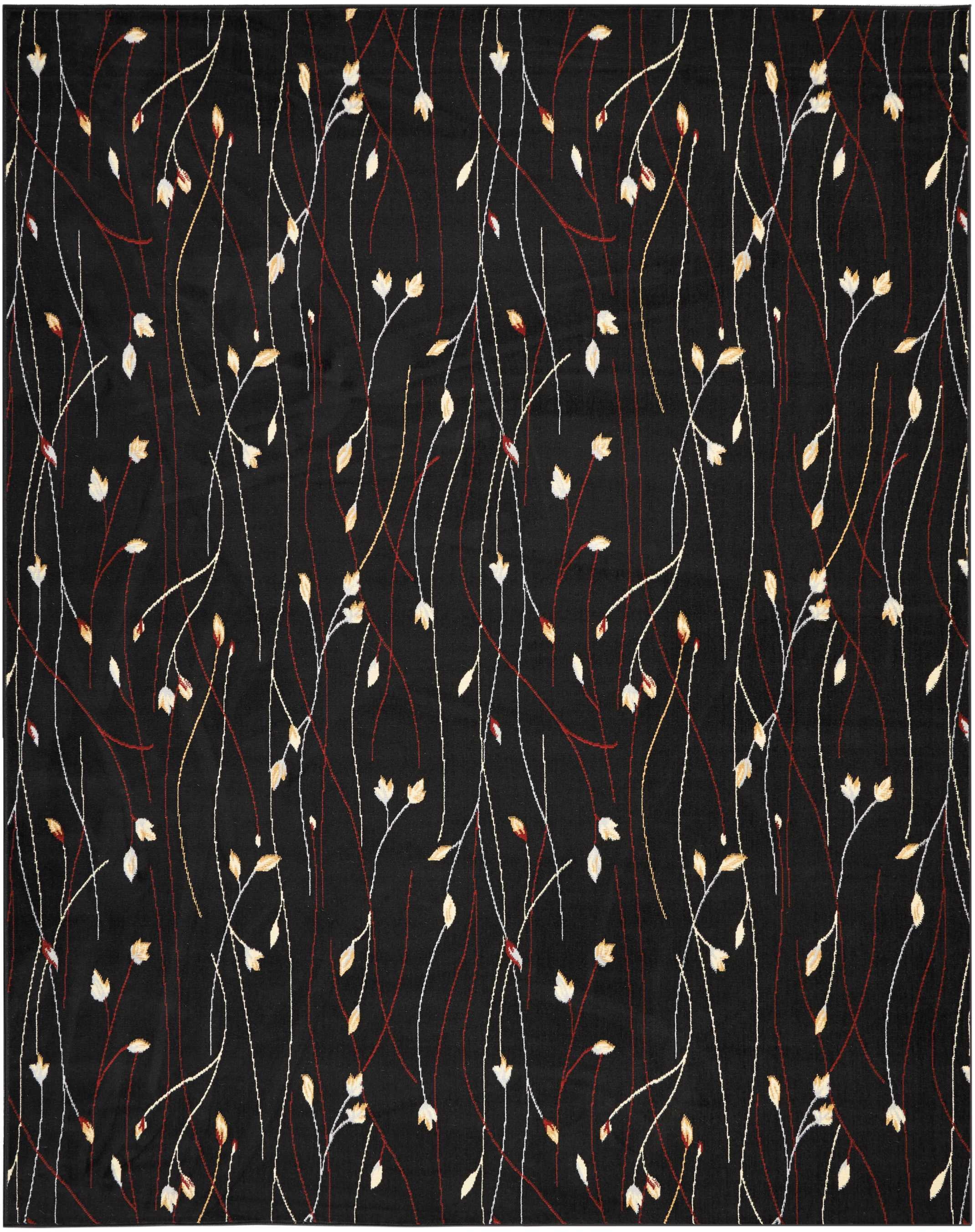 Black Botanical Area Rug by Pinewood Grove